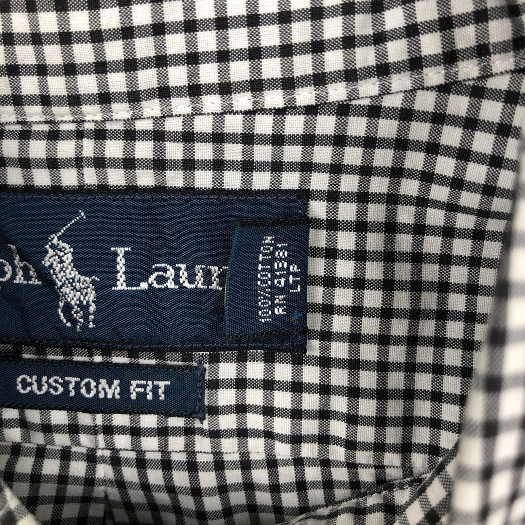 Ralph Lauren CUSTOM FIT long sleeve button down check shirt men's XL size cotton white type Vintage Second Hand