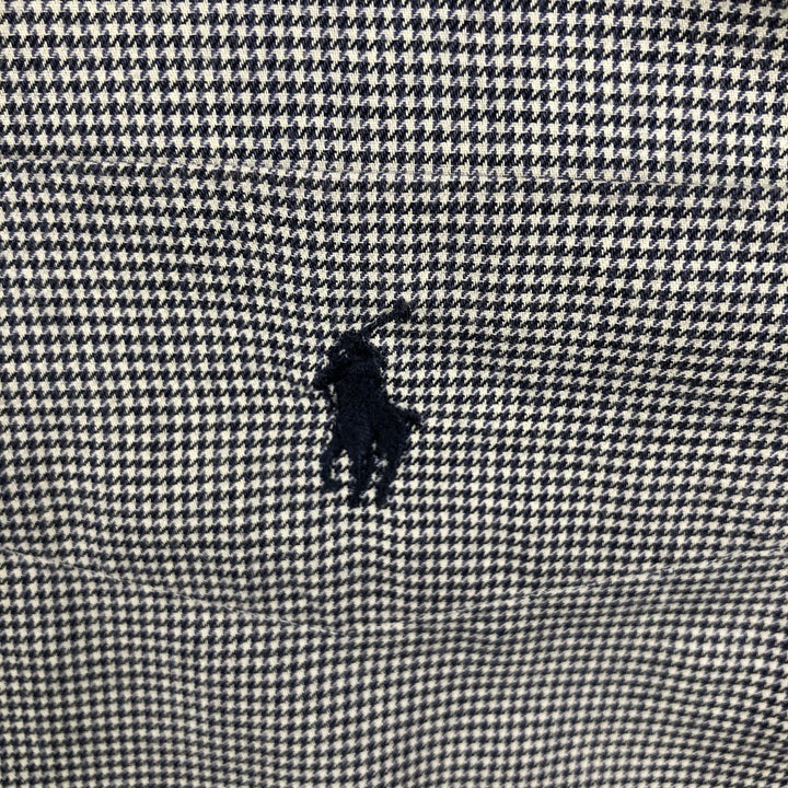 Ralph Lauren YARMOUTH Houndstooth Pattern Long Sleeve Button-Down Check Shirt, Men's Size L cotton black type Vintage Second Hand