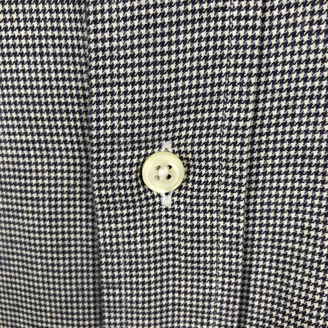 Ralph Lauren YARMOUTH Houndstooth Pattern Long Sleeve Button-Down Check Shirt, Men's Size L cotton black type Vintage Second Hand