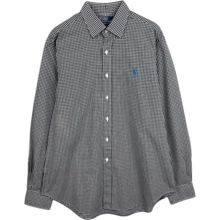 Ralph Lauren POLO by Ralph Lauren CURHAN CLASSIC FIT Gingham Check Long-Sleeve Cotton Check Shirt, Men's Size L (approx.) cotton black type Vintage Second Hand