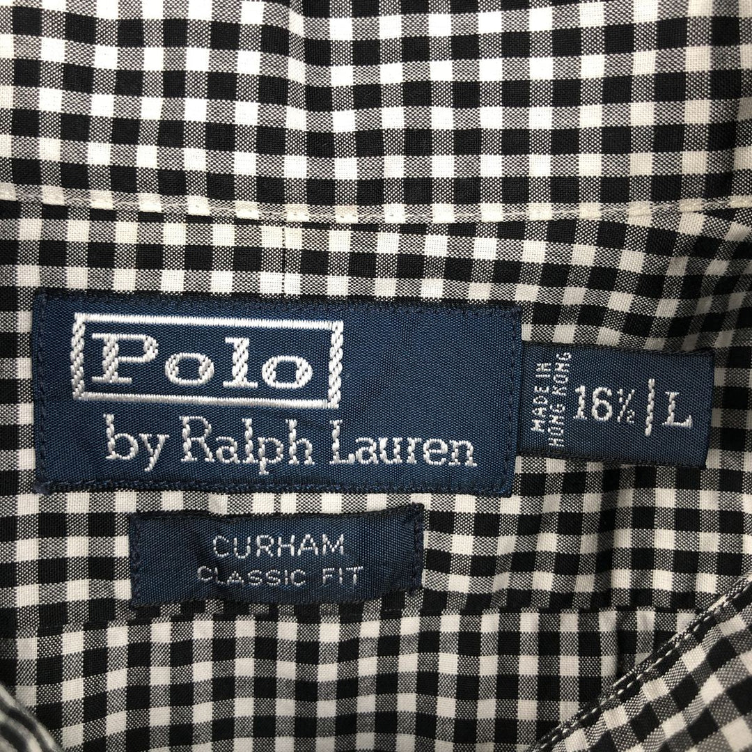 Ralph Lauren POLO by Ralph Lauren CURHAN CLASSIC FIT Gingham Check Long-Sleeve Cotton Check Shirt, Men's Size L (approx.) cotton black type Vintage Second Hand