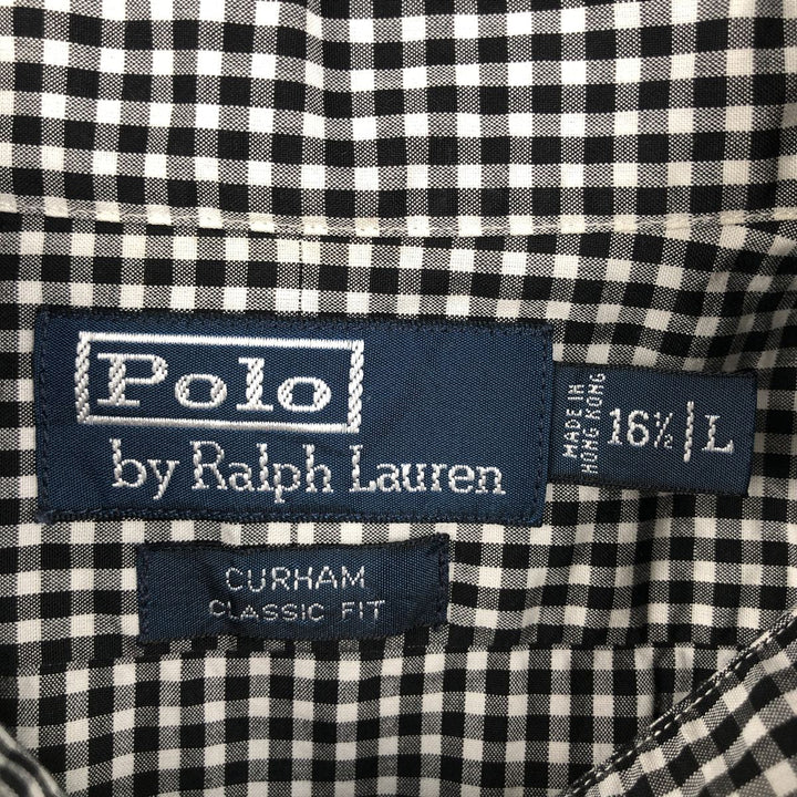 Ralph Lauren POLO by Ralph Lauren CURHAN CLASSIC FIT Gingham Check Long-Sleeve Cotton Check Shirt, Men's Size L (approx.) cotton black type Vintage Second Hand