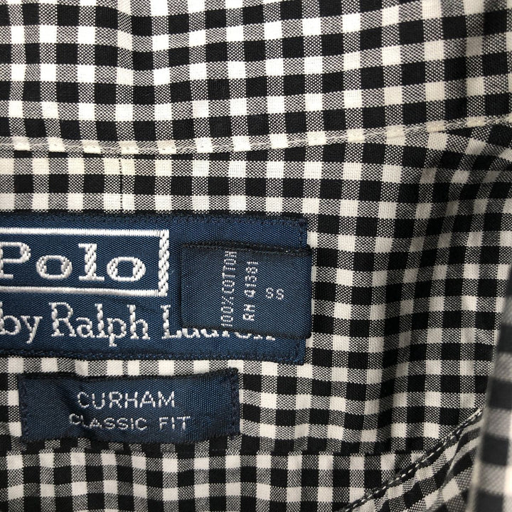 Ralph Lauren POLO by Ralph Lauren CURHAN CLASSIC FIT Gingham Check Long-Sleeve Cotton Check Shirt, Men's Size L (approx.) cotton black type Vintage Second Hand