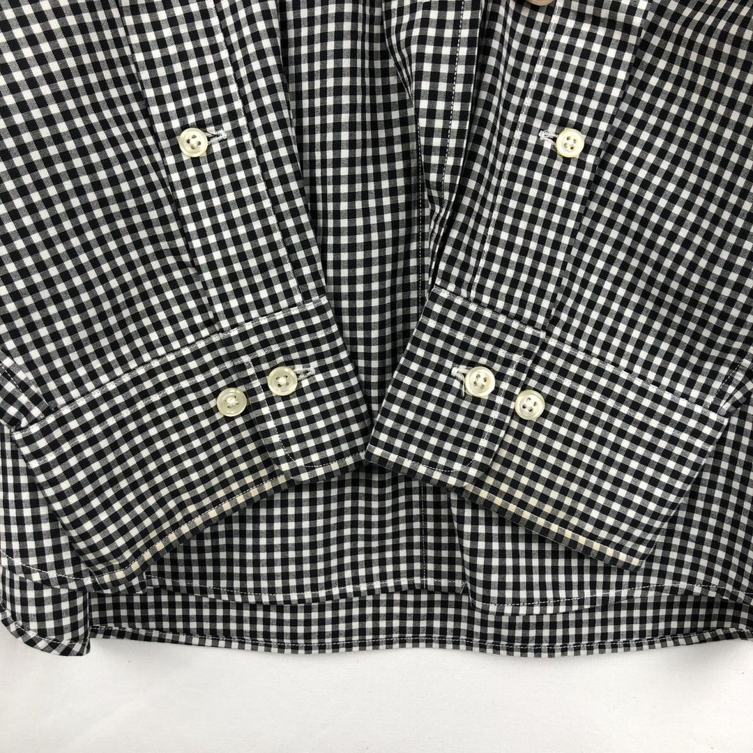 Ralph Lauren POLO by Ralph Lauren CURHAN CLASSIC FIT Gingham Check Long-Sleeve Cotton Check Shirt, Men's Size L (approx.) cotton black type Vintage Second Hand