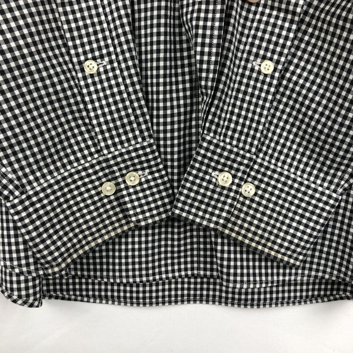 Ralph Lauren POLO by Ralph Lauren CURHAN CLASSIC FIT Gingham Check Long-Sleeve Cotton Check Shirt, Men's Size L (approx.) cotton black type Vintage Second Hand