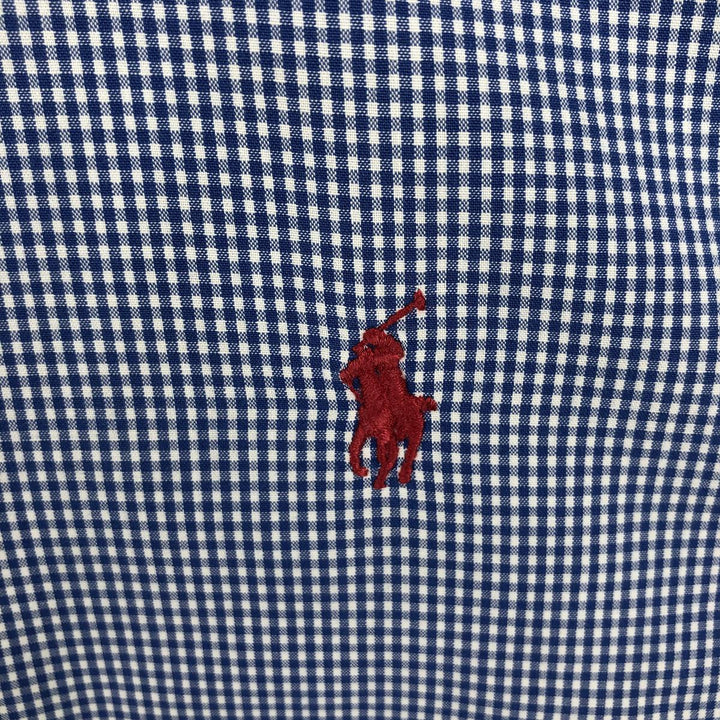 Ralph Lauren BLAIRE Gingham Check Long-Sleeve Button-Down Check Shirt, Men's Size L (approx.) cotton blue type Vintage Second Hand
