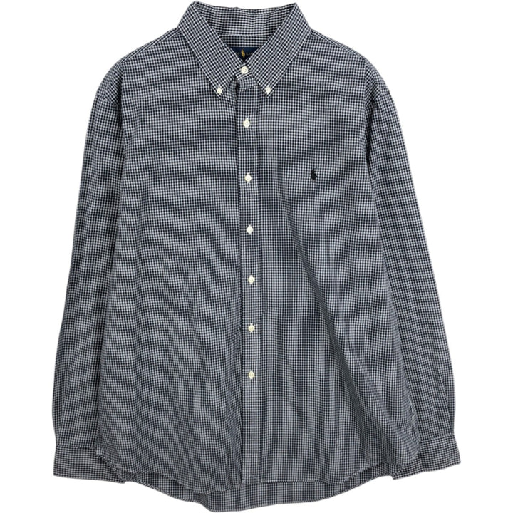 Ralph Lauren long sleeve button down check shirt, men's XL size cotton white type Vintage Second Hand
