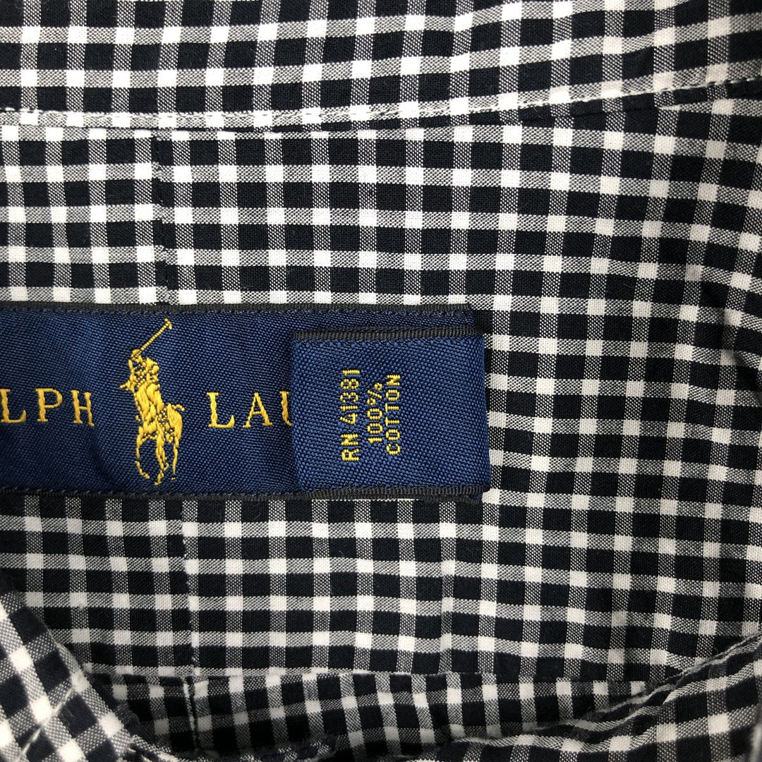 Ralph Lauren long sleeve button down check shirt, men's XL size cotton white type Vintage Second Hand