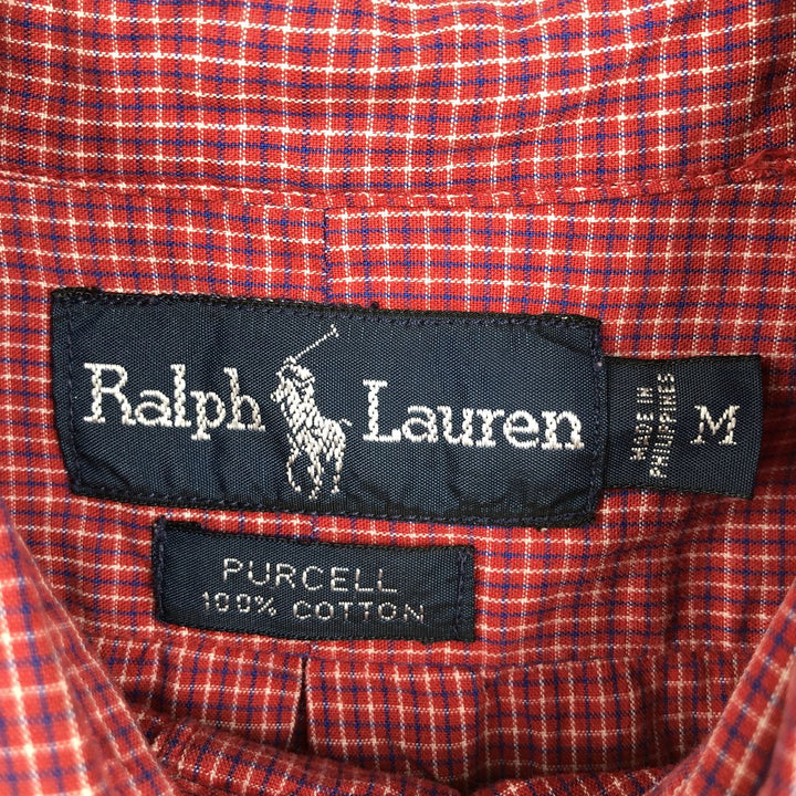 Ralph Lauren PURCELL Long-Sleeve Button-Down Pullover Shirt, Men's Size M (equivalent) cotton red type Vintage Second Hand