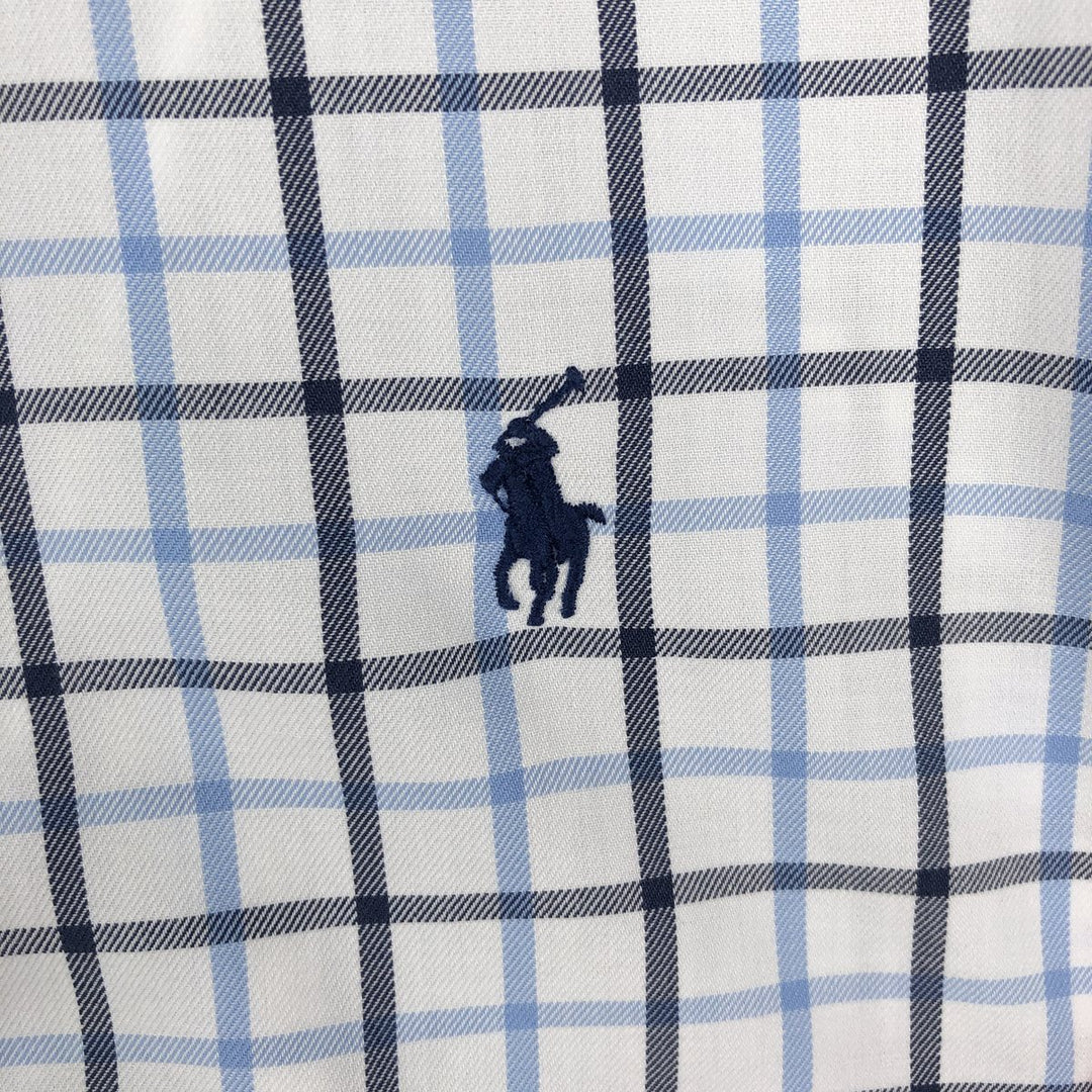 Ralph Lauren CUSTOM FIT long sleeve button down check shirt, men's size L cotton white type Vintage Second Hand