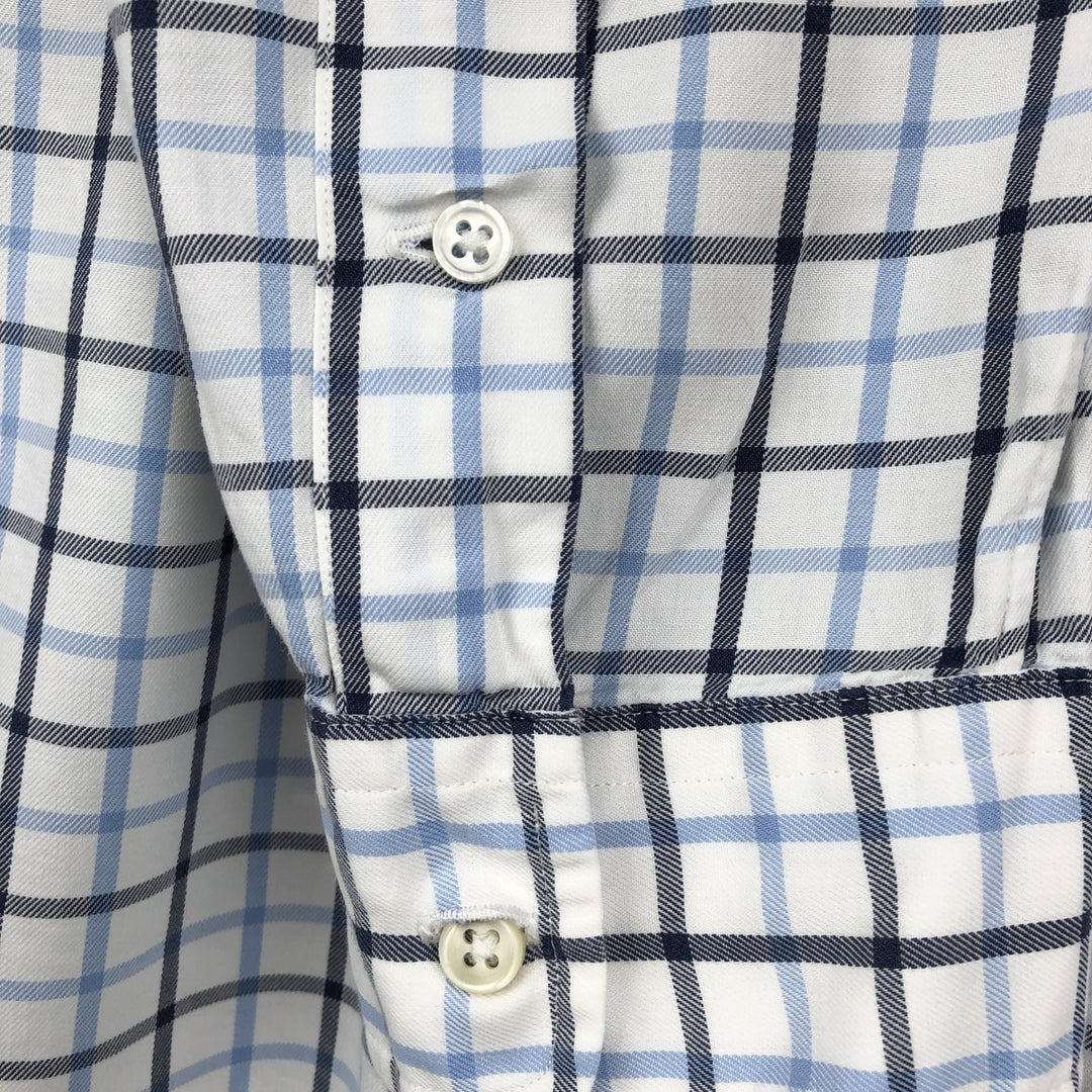 Ralph Lauren CUSTOM FIT long sleeve button down check shirt, men's size L cotton white type Vintage Second Hand
