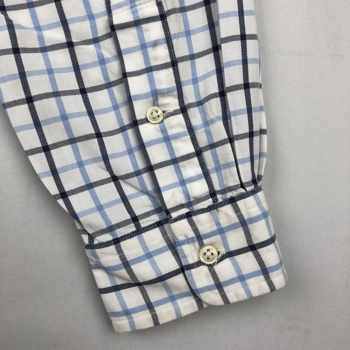 Ralph Lauren CUSTOM FIT long sleeve button down check shirt, men's size L cotton white type Vintage Second Hand