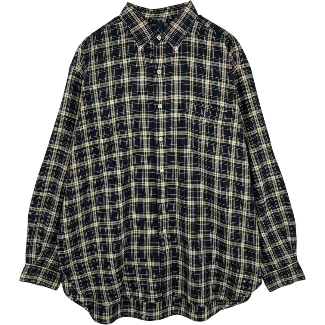 Ralph Lauren MCMEEL long-sleeved button-down check shirt, men's size L cotton black type Vintage Second Hand