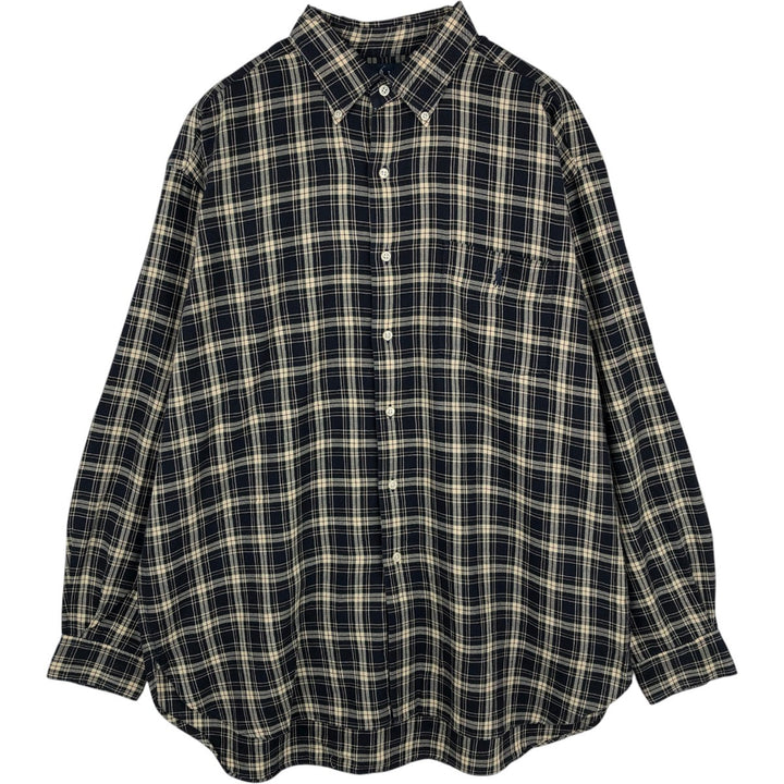 Ralph Lauren MCMEEL long-sleeved button-down check shirt, men's size L cotton black type Vintage Second Hand