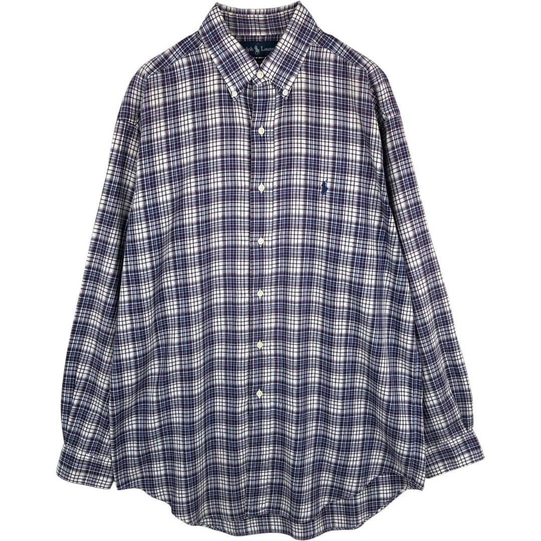 Ralph Lauren BLAKE long sleeve button down check shirt, men's size M cotton purple type Vintage Second Hand