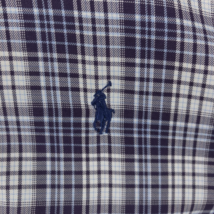 Ralph Lauren BLAKE long sleeve button down check shirt, men's size M cotton purple type Vintage Second Hand