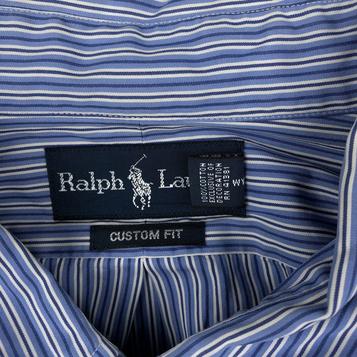 Ralph Lauren Custom Fit Multi-Stripe Long Sleeve Button-Down Striped Shirt, Men's XL cotton blue type Vintage Second Hand