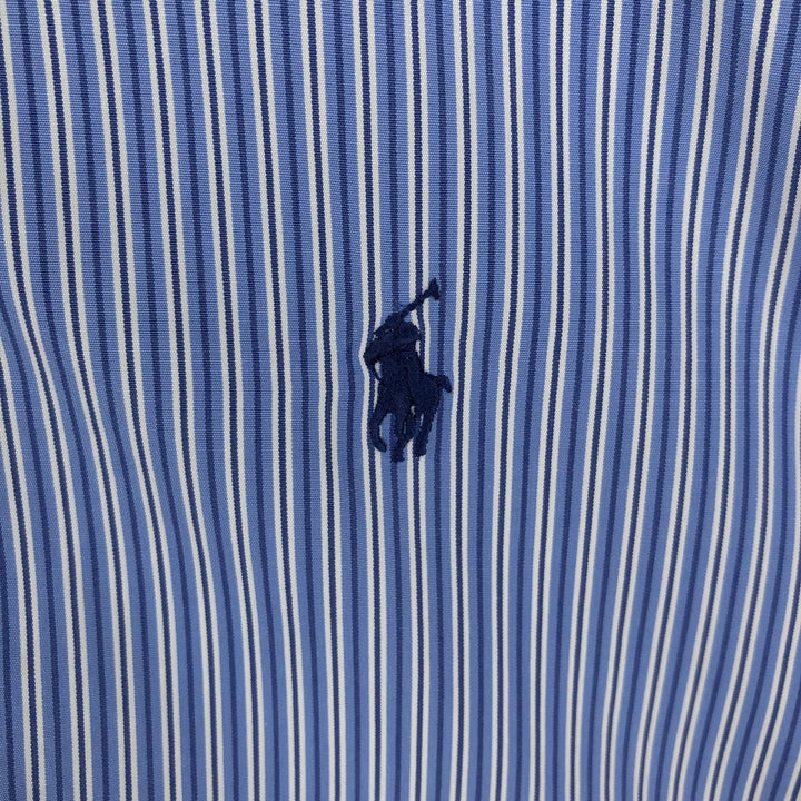 Ralph Lauren Custom Fit Multi-Stripe Long Sleeve Button-Down Striped Shirt, Men's XL cotton blue type Vintage Second Hand