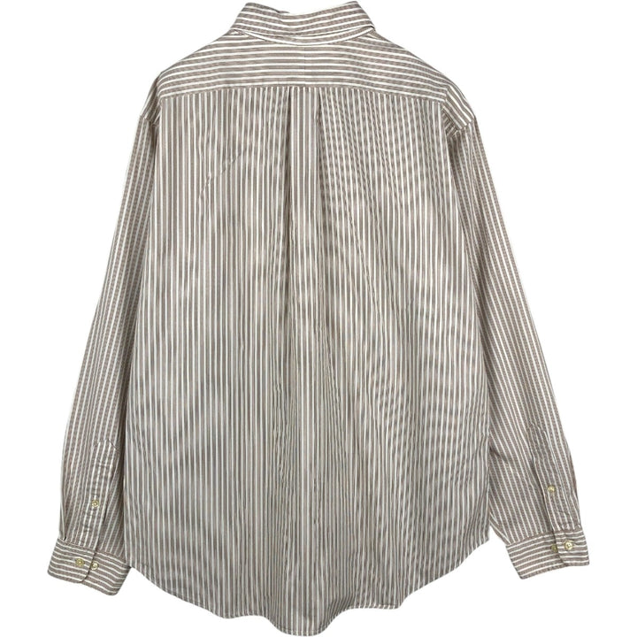 Ralph Lauren Classic Fit Multi Stripe Long Sleeve Button Down Striped Shirt Men's Size L cotton beige type brown Vintage Second Hand