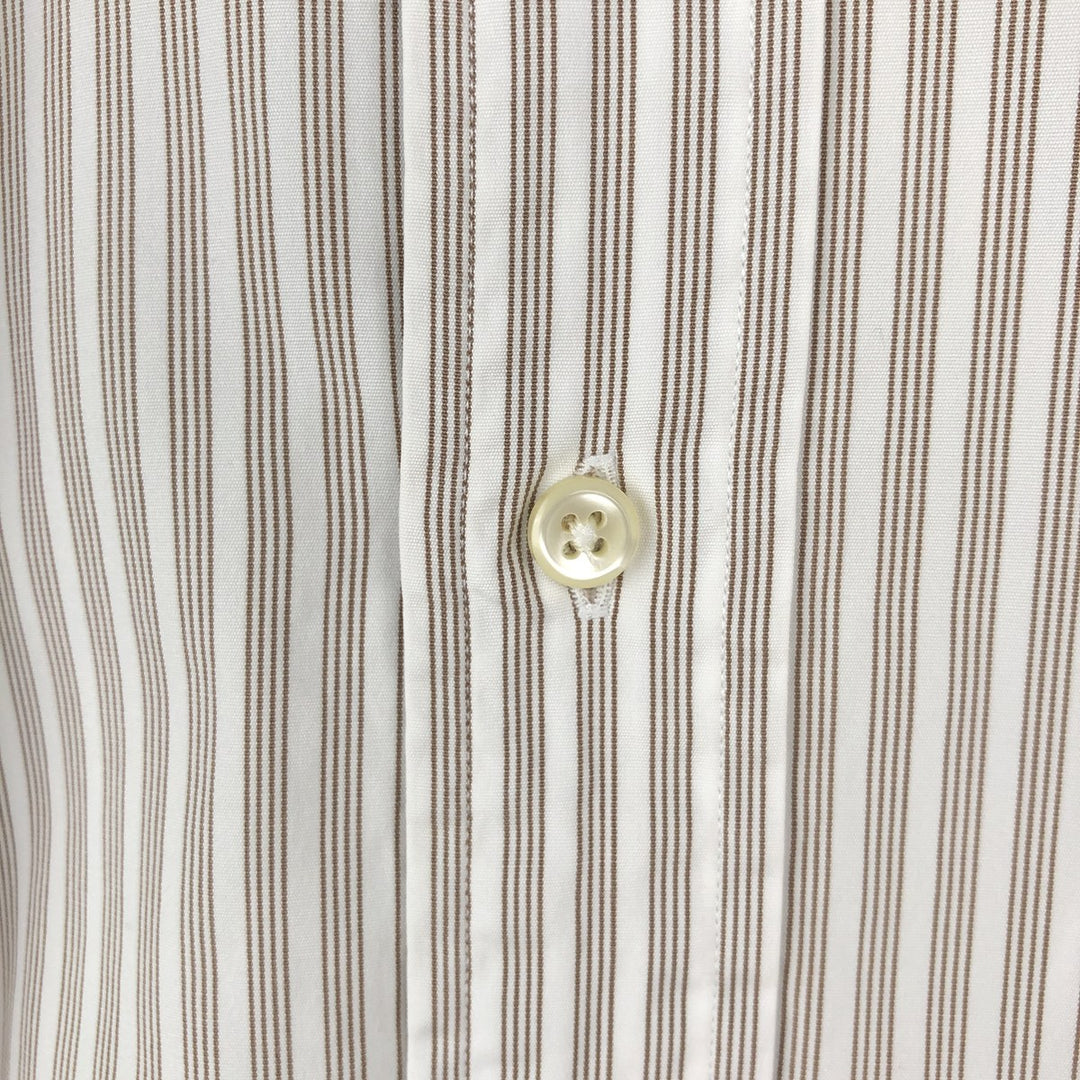 Ralph Lauren Classic Fit Multi Stripe Long Sleeve Button Down Striped Shirt Men's Size L cotton beige type brown Vintage Second Hand