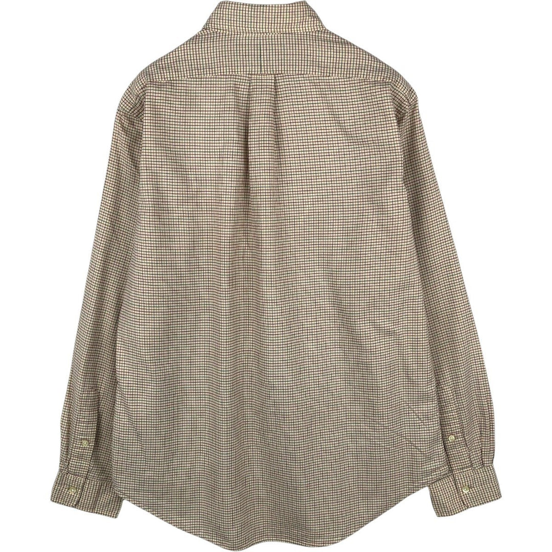 Ralph Lauren long sleeve button down check shirt, men's size M cotton Beige type Vintage Second Hand