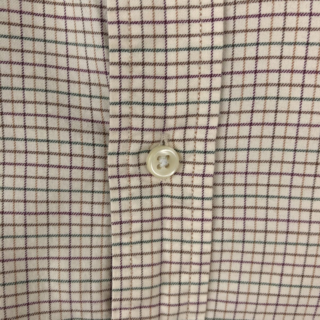 Ralph Lauren long sleeve button down check shirt, men's size M cotton Beige type Vintage Second Hand