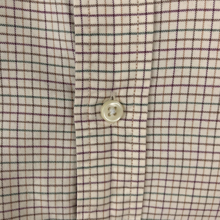 Ralph Lauren long sleeve button down check shirt, men's size M cotton Beige type Vintage Second Hand