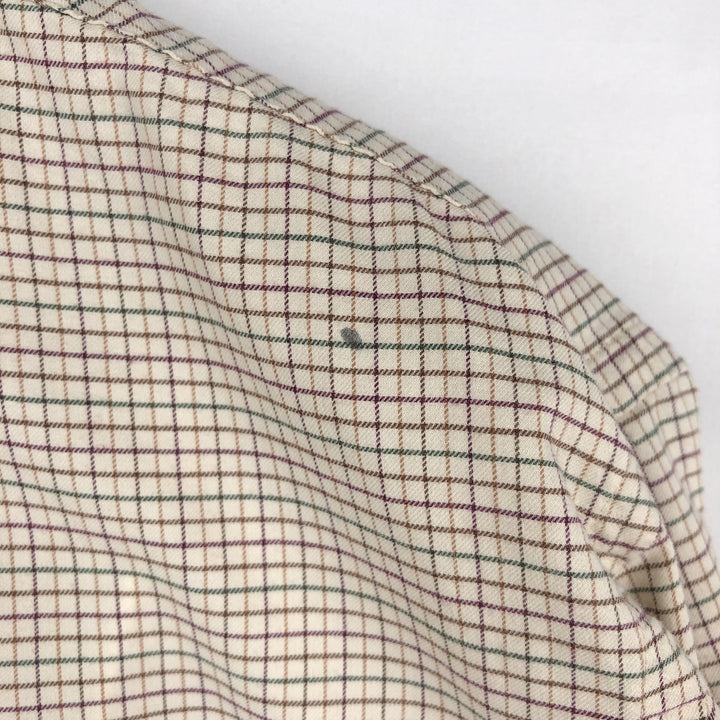Ralph Lauren long sleeve button down check shirt, men's size M cotton Beige type Vintage Second Hand