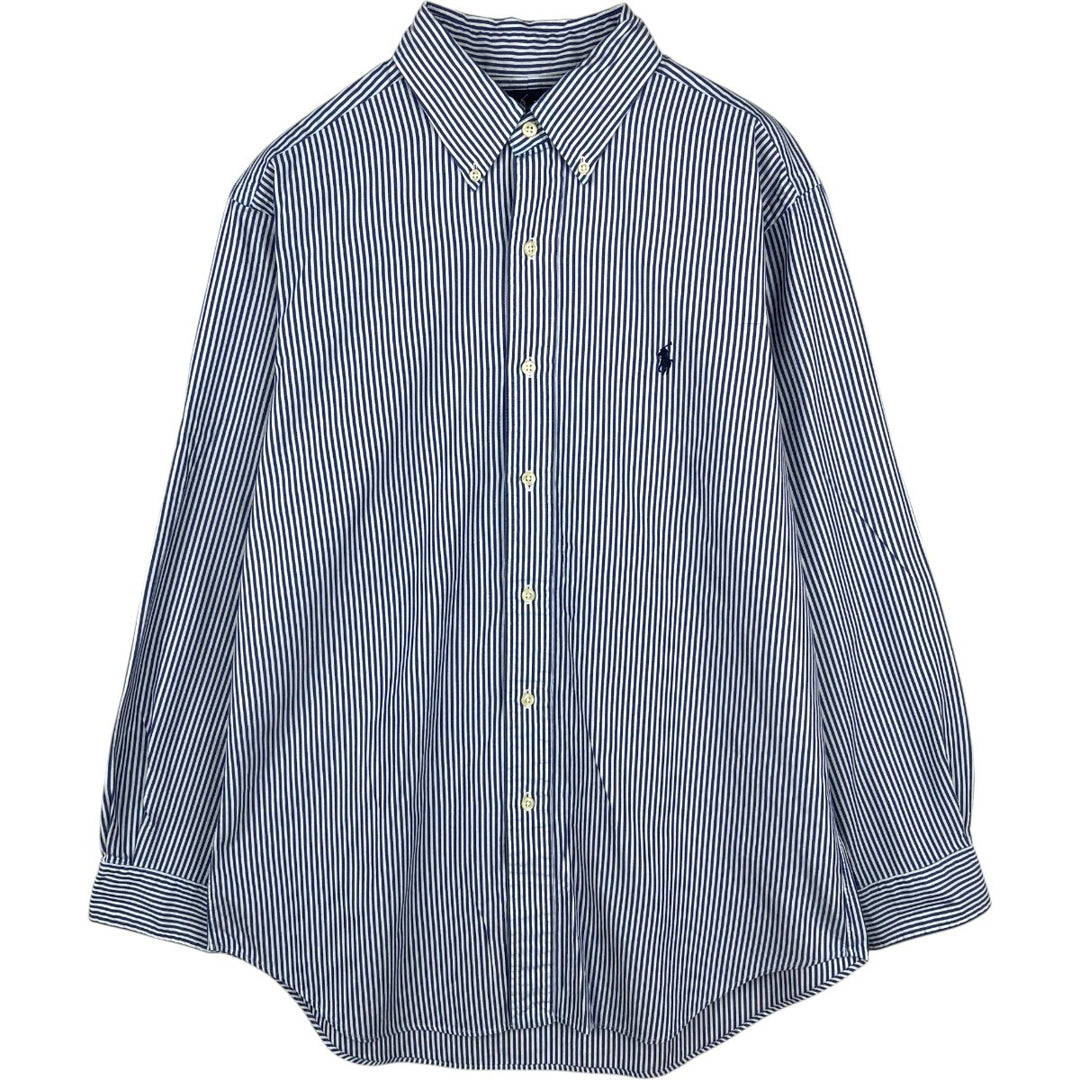 Ralph Lauren Classic Fit Long Sleeve Button Down Striped Shirt, Men's M cotton blue type Vintage Second Hand