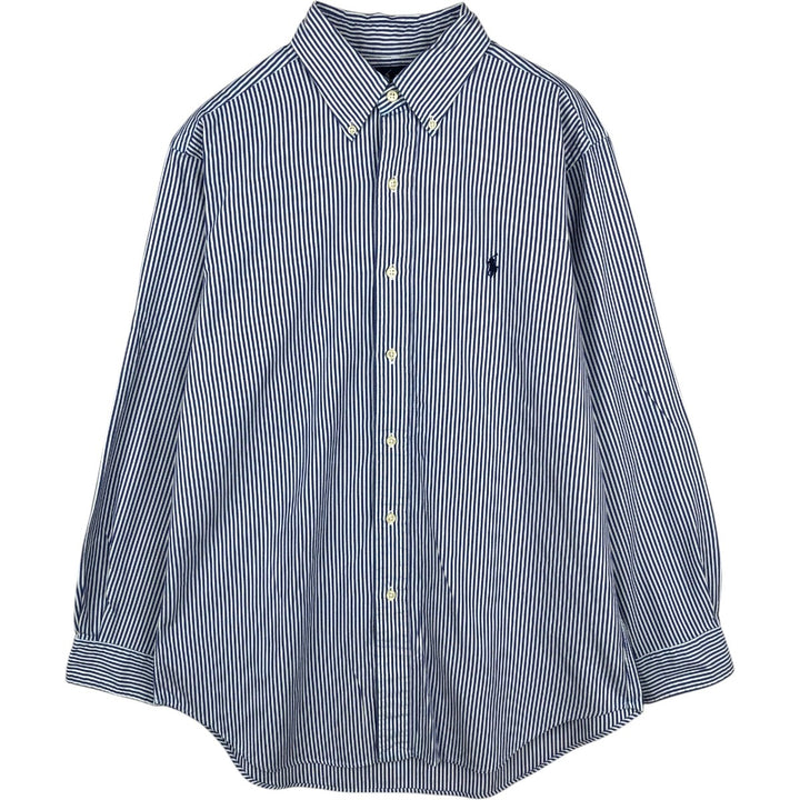 Ralph Lauren Classic Fit Long Sleeve Button Down Striped Shirt, Men's M cotton blue type Vintage Second Hand