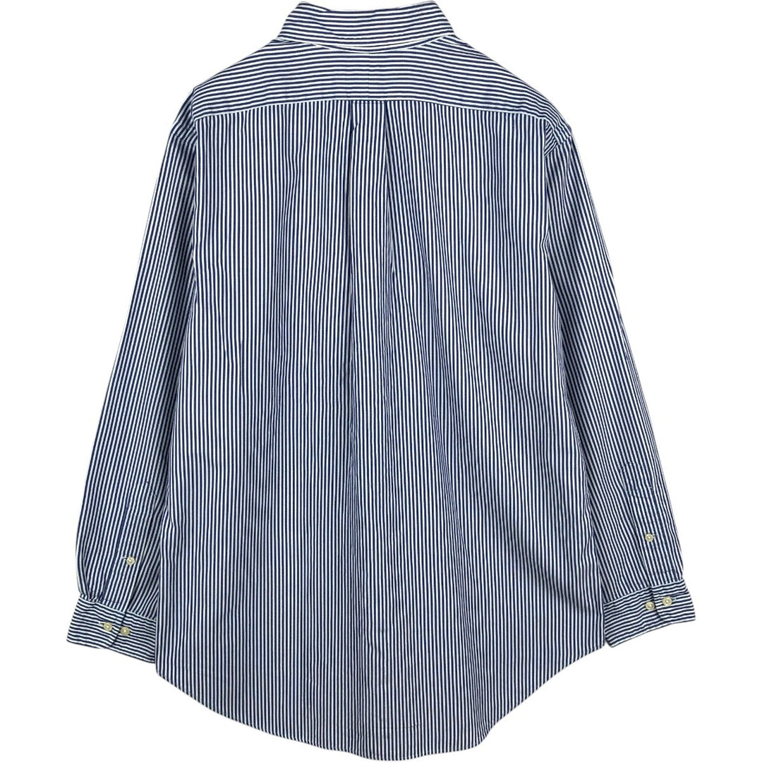 Ralph Lauren Classic Fit Long Sleeve Button Down Striped Shirt, Men's M cotton blue type Vintage Second Hand