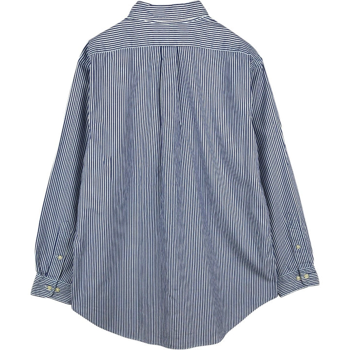 Ralph Lauren Classic Fit Long Sleeve Button Down Striped Shirt, Men's M cotton blue type Vintage Second Hand