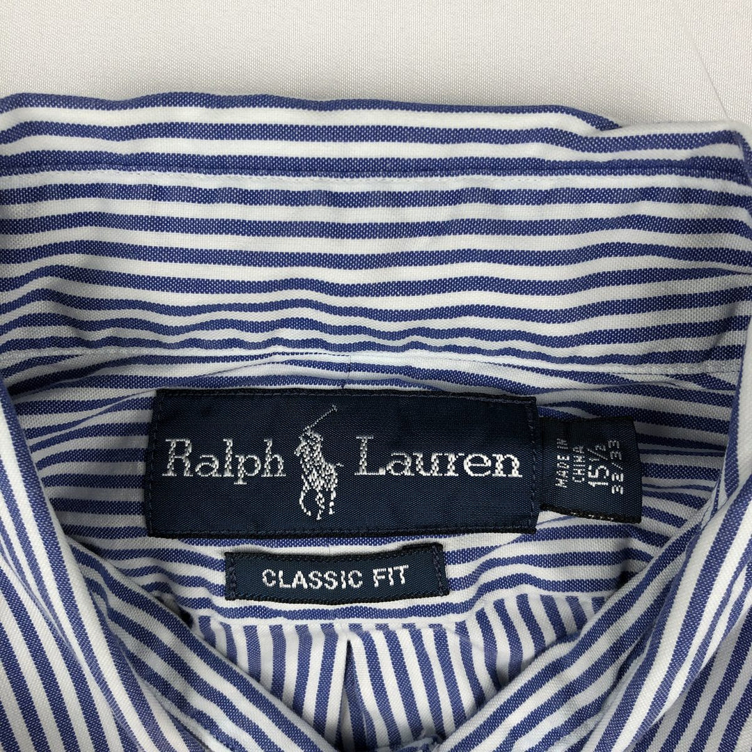 Ralph Lauren Classic Fit Long Sleeve Button Down Striped Shirt, Men's M cotton blue type Vintage Second Hand