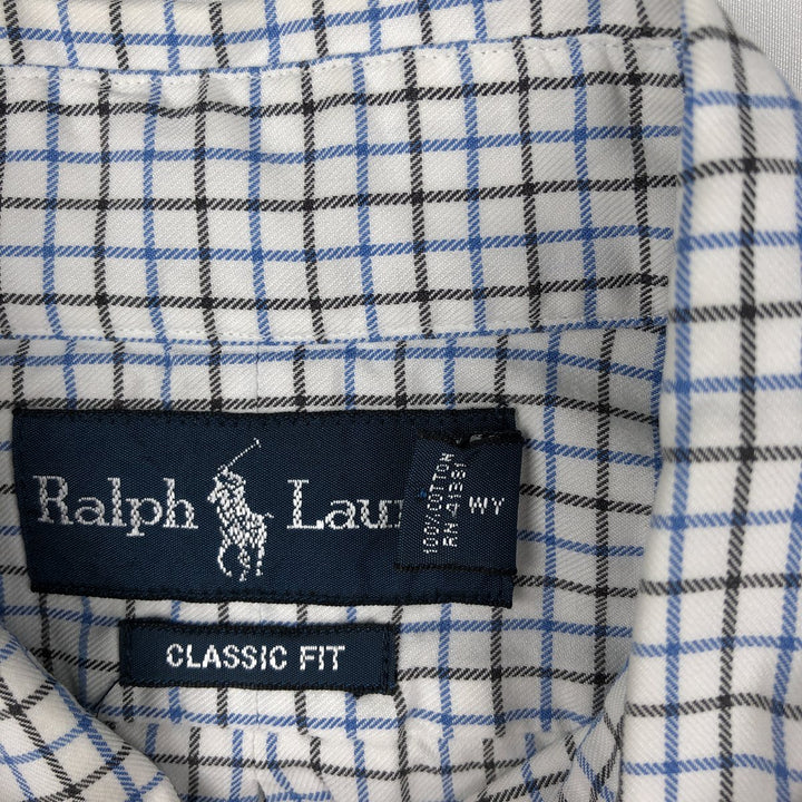 Ralph Lauren Classic Fit Long Sleeve Button Down Check Shirt Men's M cotton blue type Vintage Second Hand