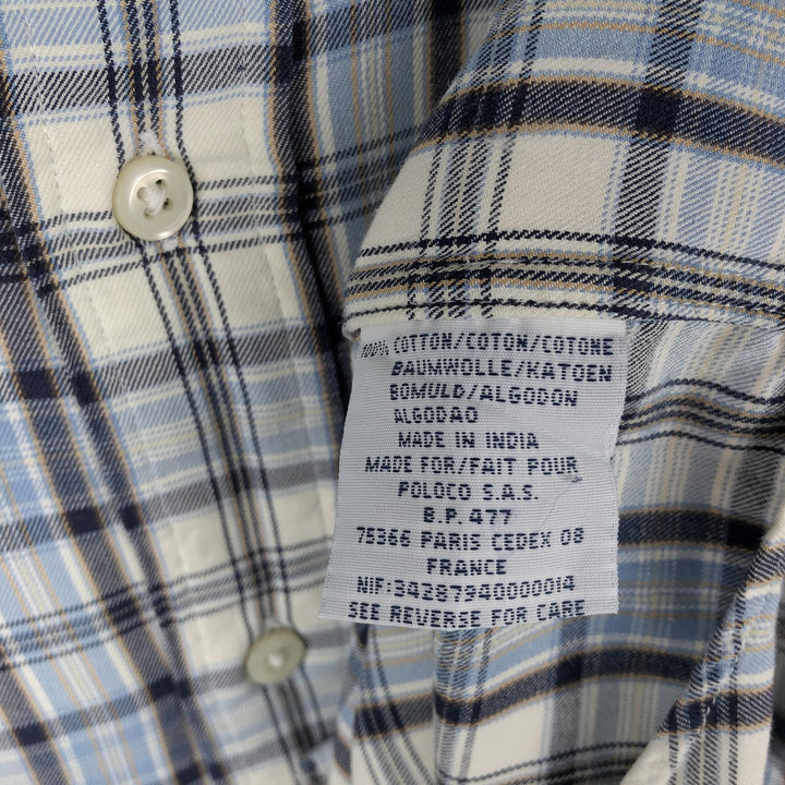 Ralph Lauren POLO by Ralph Lauren BLAKE long-sleeved button-down check shirt, men's size M cotton blue type Vintage Second Hand