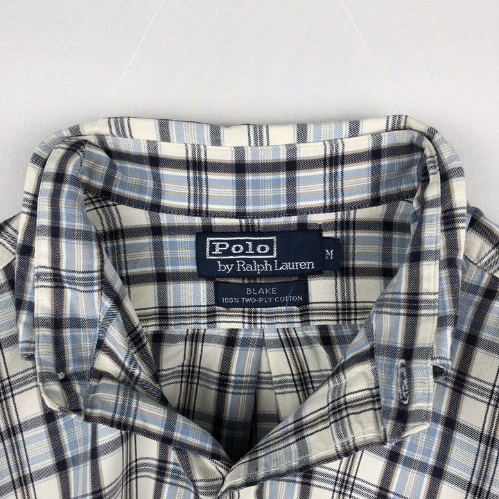 Ralph Lauren POLO by Ralph Lauren BLAKE long-sleeved button-down check shirt, men's size M cotton blue type Vintage Second Hand