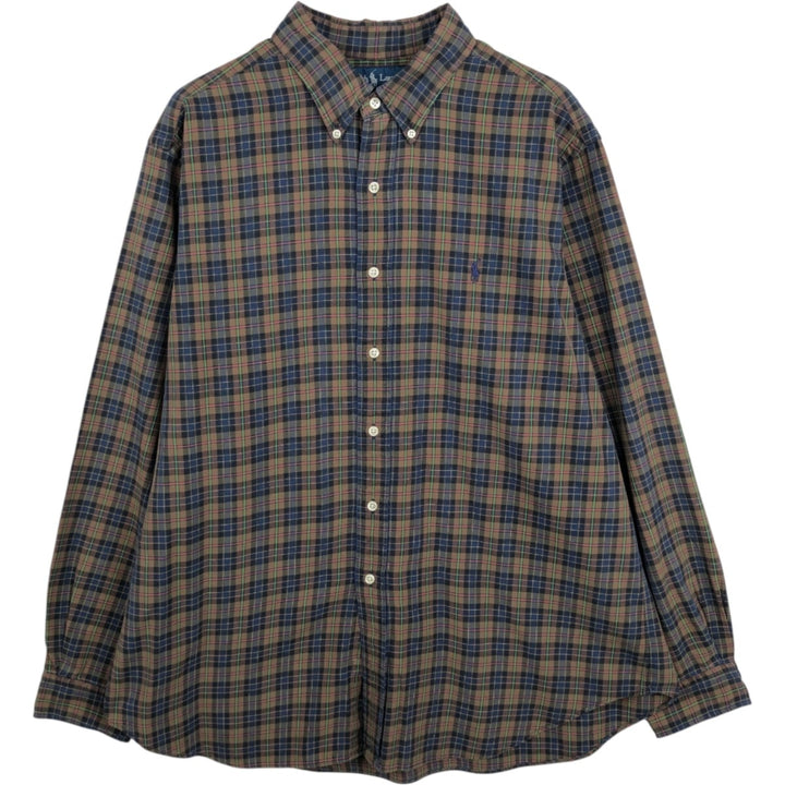 Ralph Lauren Classic Fit Long Sleeve Button Down Check Shirt Men's XL cotton brown type Vintage Second Hand