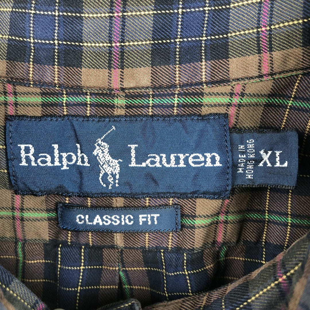 Ralph Lauren Classic Fit Long Sleeve Button Down Check Shirt Men's XL cotton brown type Vintage Second Hand
