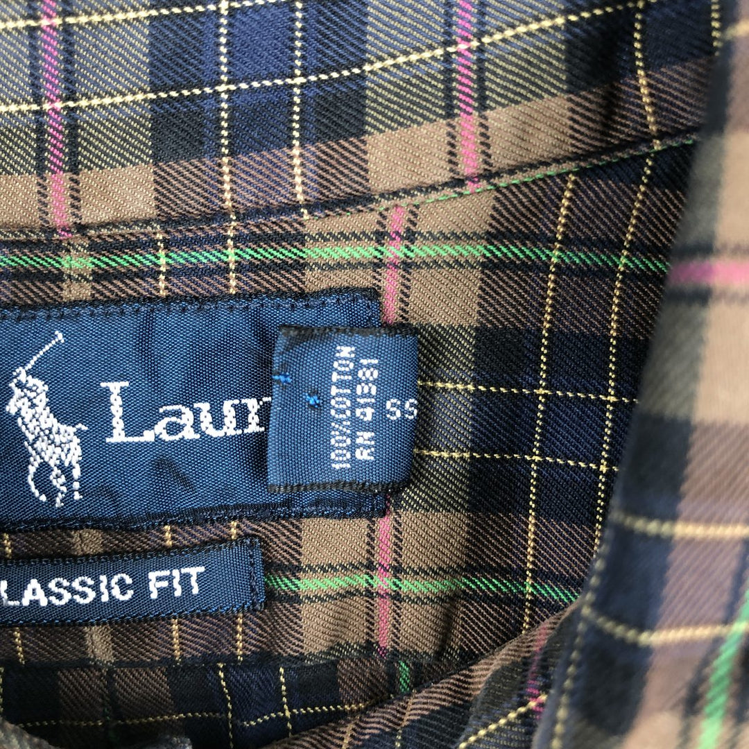 Ralph Lauren Classic Fit Long Sleeve Button Down Check Shirt Men's XL cotton brown type Vintage Second Hand