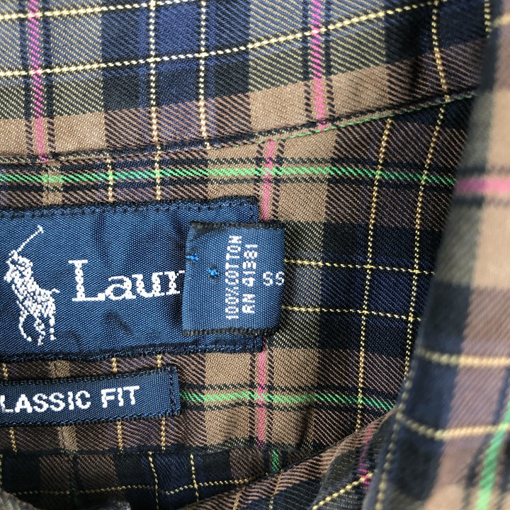Ralph Lauren Classic Fit Long Sleeve Button Down Check Shirt Men's XL cotton brown type Vintage Second Hand