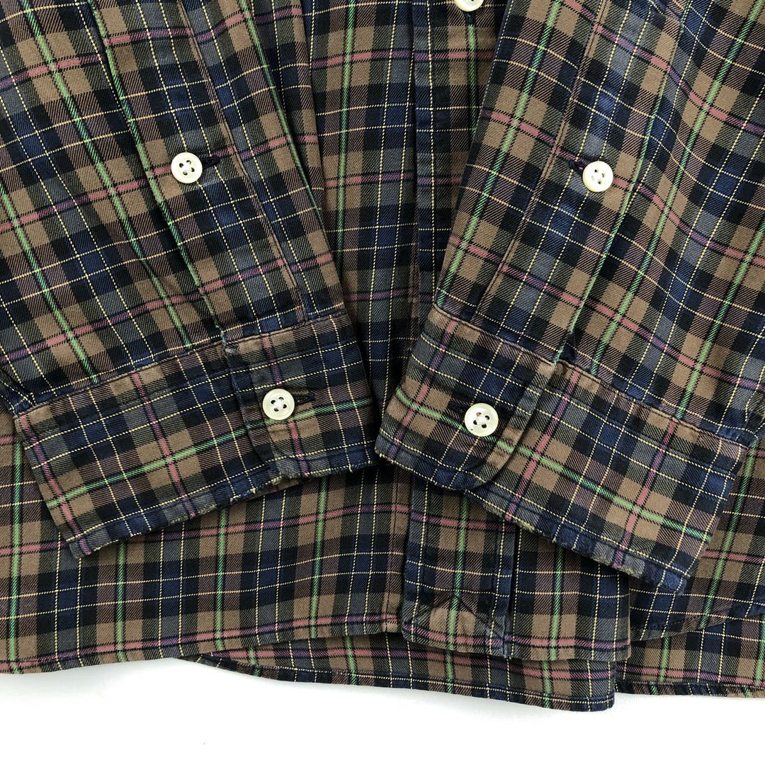 Ralph Lauren Classic Fit Long Sleeve Button Down Check Shirt Men's XL cotton brown type Vintage Second Hand
