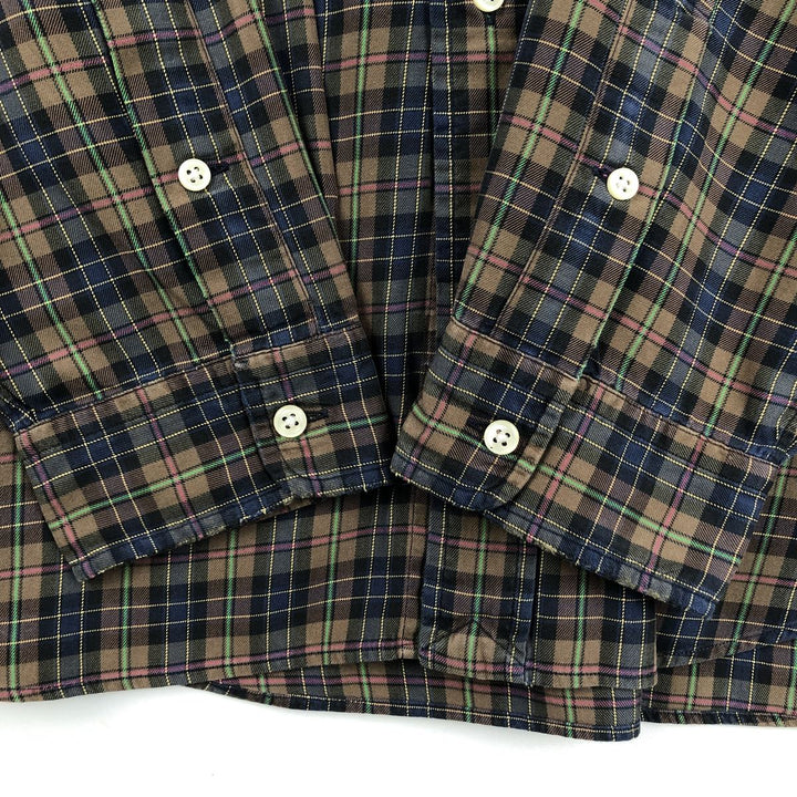 Ralph Lauren Classic Fit Long Sleeve Button Down Check Shirt Men's XL cotton brown type Vintage Second Hand