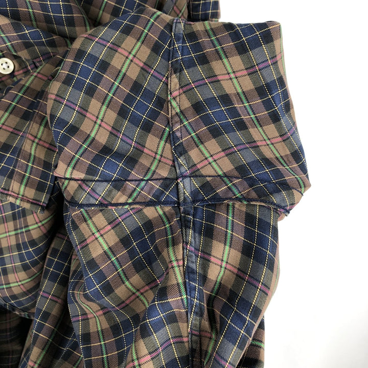Ralph Lauren Classic Fit Long Sleeve Button Down Check Shirt Men's XL cotton brown type Vintage Second Hand