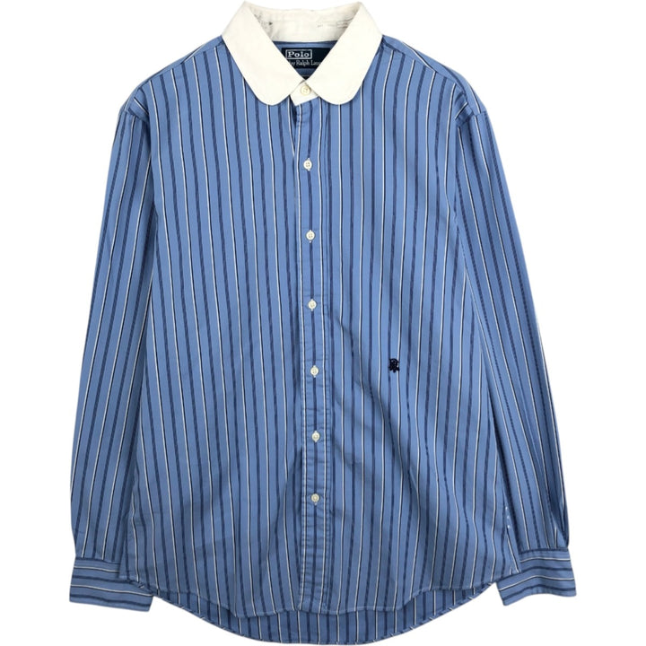 Ralph Lauren POLO by Ralph Lauren Multi-stripe Stripe Pattern Cleric Shirt, Men's Size M (approx.) cotton Blue type light blue Vintage Second Hand