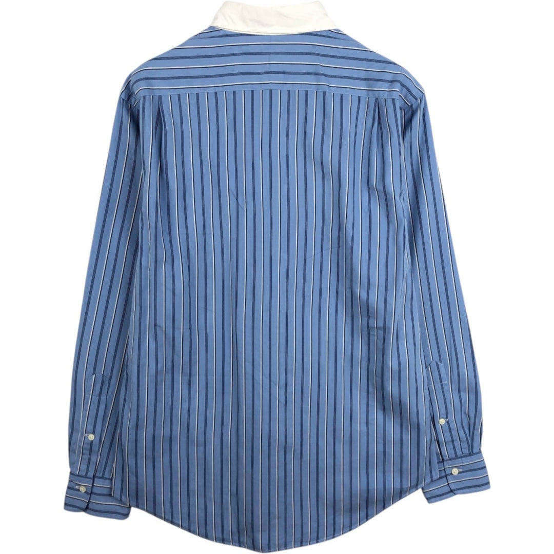 Ralph Lauren POLO by Ralph Lauren Multi-stripe Stripe Pattern Cleric Shirt, Men's Size M (approx.) cotton Blue type light blue Vintage Second Hand