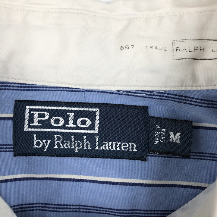 Ralph Lauren POLO by Ralph Lauren Multi-stripe Stripe Pattern Cleric Shirt, Men's Size M (approx.) cotton Blue type light blue Vintage Second Hand