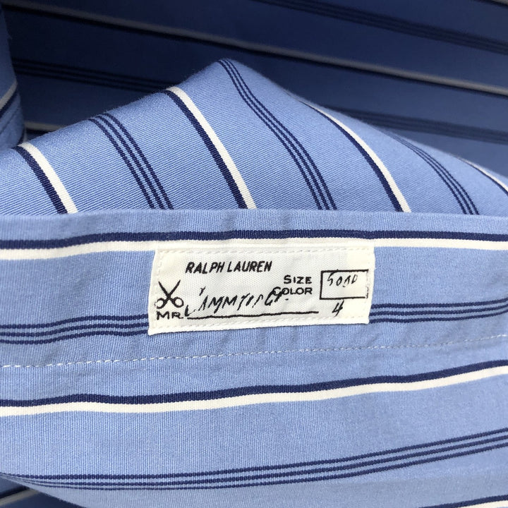 Ralph Lauren POLO by Ralph Lauren Multi-stripe Stripe Pattern Cleric Shirt, Men's Size M (approx.) cotton Blue type light blue Vintage Second Hand
