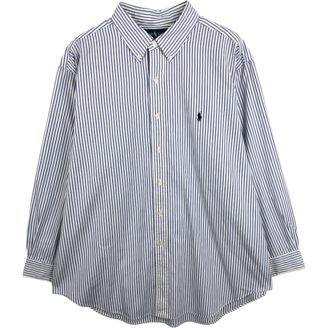 Ralph Lauren Classic Fit Multi-Stripe Long Sleeve Button-Down Striped Shirt, Men's XL cotton white type Vintage Second Hand