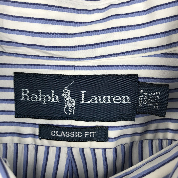 Ralph Lauren Classic Fit Multi-Stripe Long Sleeve Button-Down Striped Shirt, Men's XL cotton white type Vintage Second Hand
