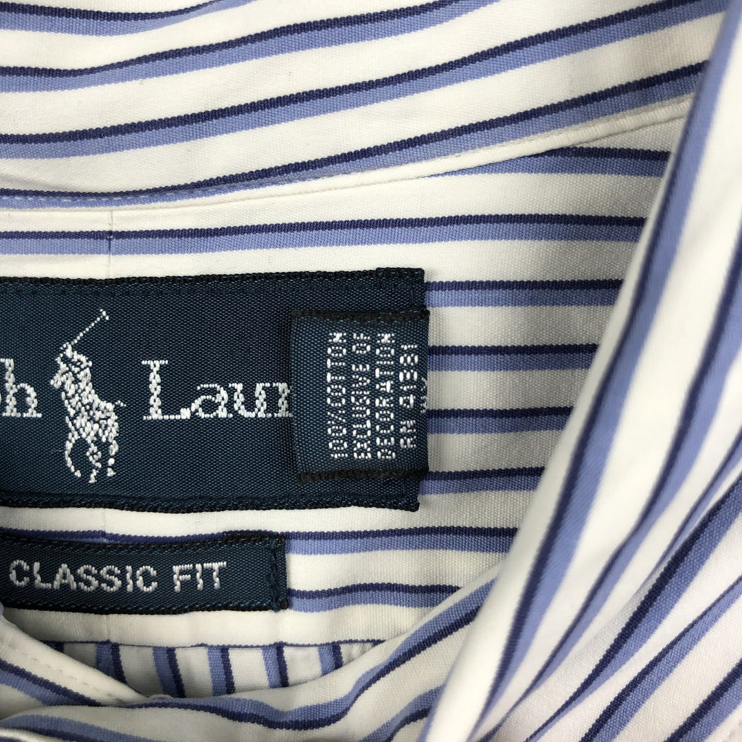 Ralph Lauren Classic Fit Multi-Stripe Long Sleeve Button-Down Striped Shirt, Men's XL cotton white type Vintage Second Hand